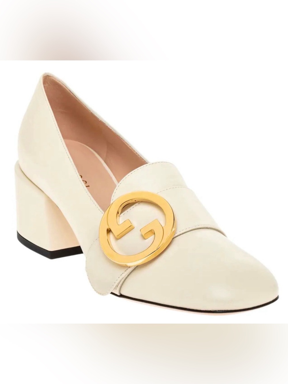Gucci Blondie Women’s Mid-heel Pump White Gold 40.5
